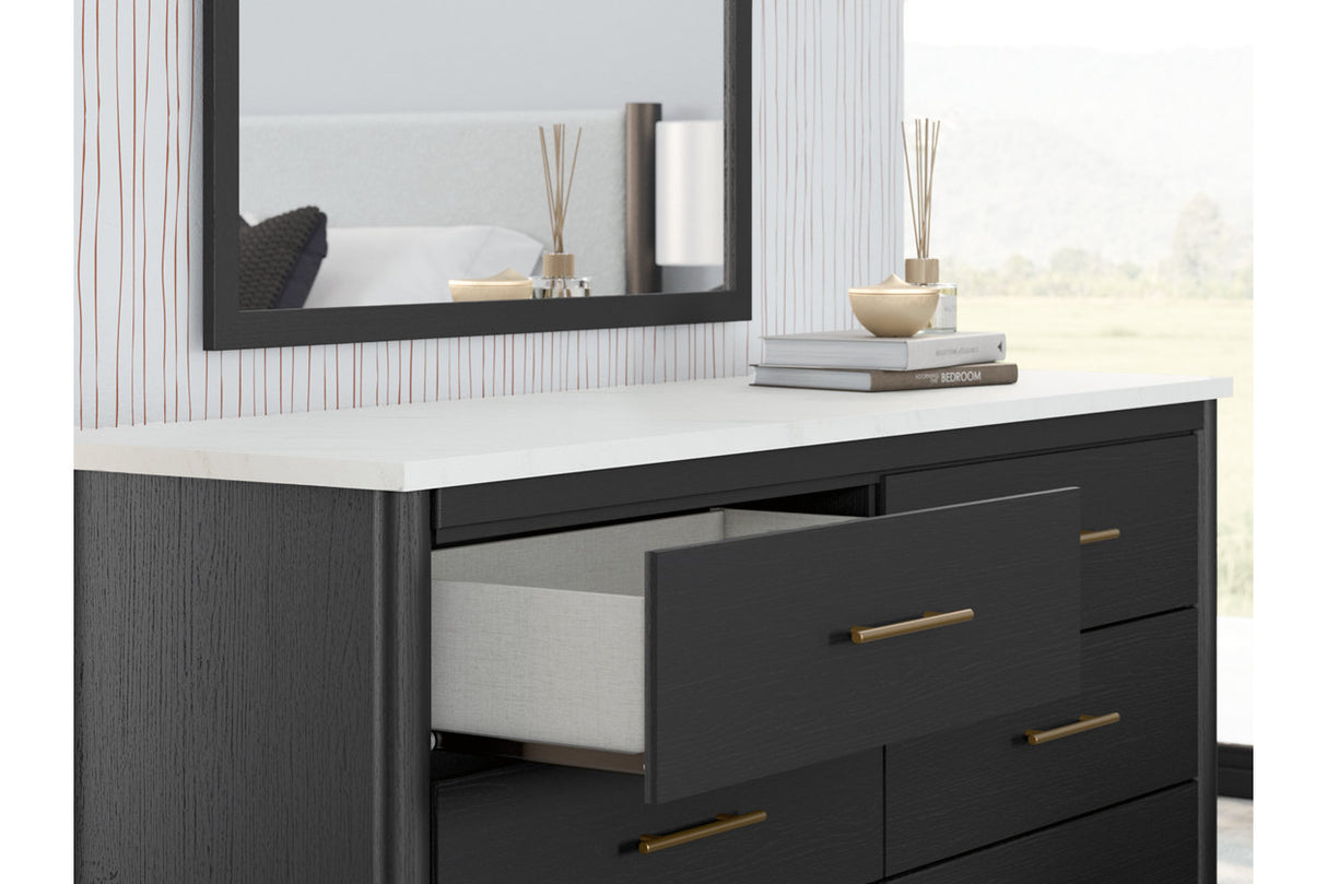 Cadmori Black/White Dresser and Mirror -  Ashley - Luna Furniture