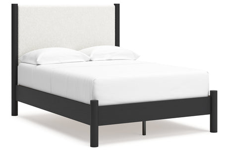 Cadmori Black/White Full Upholstered Panel Bed -  Ashley - Luna Furniture