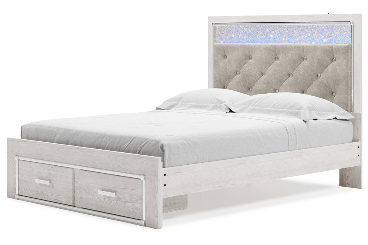 Altyra White Queen Upholstered Storage Platform Bed -  Ashley - Luna Furniture