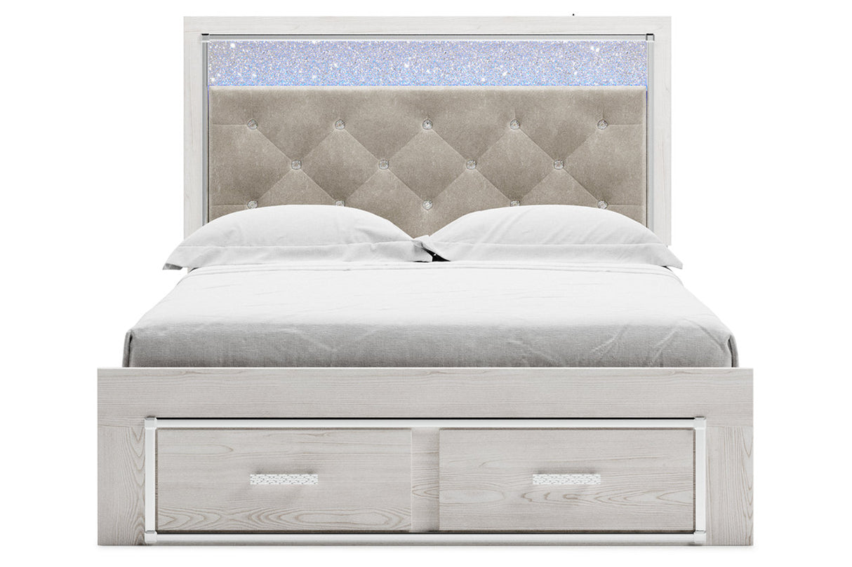 Altyra White Queen Upholstered Storage Platform Bed -  Ashley - Luna Furniture