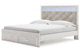 Altyra White King Upholstered Storage Bed -  Ashley - Luna Furniture