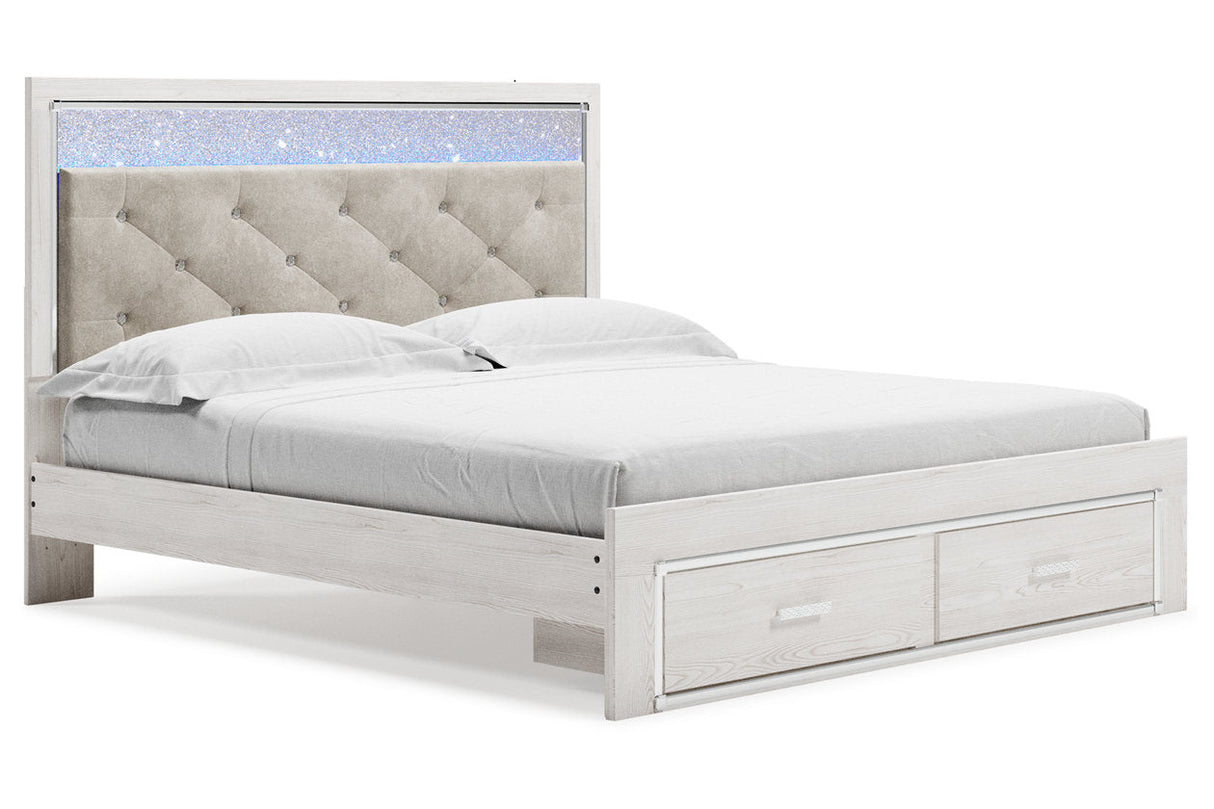 Altyra White King Upholstered Storage Bed -  Ashley - Luna Furniture