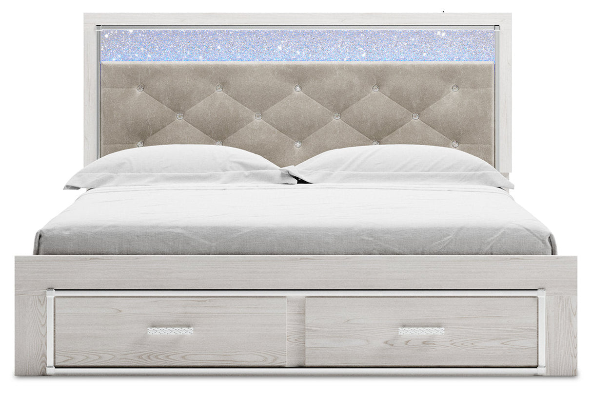 Altyra White King Upholstered Storage Bed -  Ashley - Luna Furniture