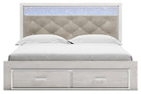 Altyra White King Upholstered Storage Bed -  Ashley - Luna Furniture