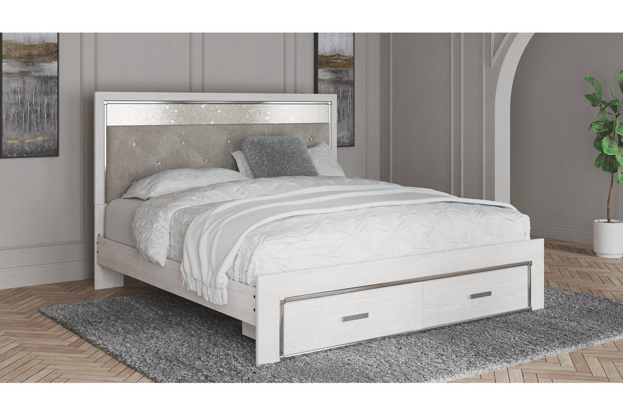 Altyra White King Upholstered Storage Bed -  Ashley - Luna Furniture