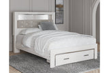 Altyra White Queen Upholstered Panel Bookcase Bed with Storage -  Ashley - Luna Furniture