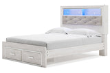 Altyra White Queen Upholstered Panel Bookcase Bed with Storage -  Ashley - Luna Furniture