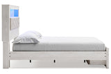 Altyra White Queen Upholstered Panel Bookcase Bed with Storage -  Ashley - Luna Furniture