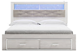 Altyra White King Upholstered Bookcase Bed with Storage -  Ashley - Luna Furniture