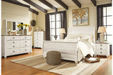 Willowton Whitewash Queen Sleigh Bed -  Ashley - Luna Furniture