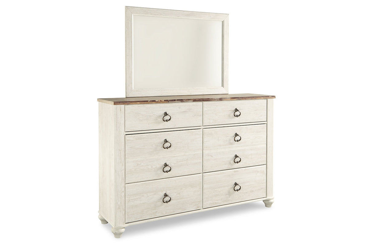 Willowton Whitewash Dresser and Mirror -  Ashley - Luna Furniture