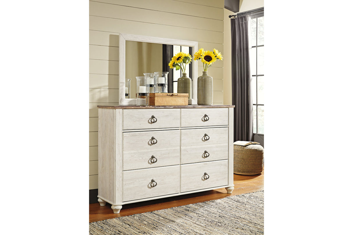 Willowton Whitewash Dresser and Mirror -  Ashley - Luna Furniture