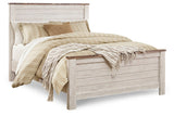 Willowton Whitewash Queen Panel Bed -  Ashley - Luna Furniture