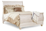 Willowton Whitewash Queen Sleigh Bed -  Ashley - Luna Furniture