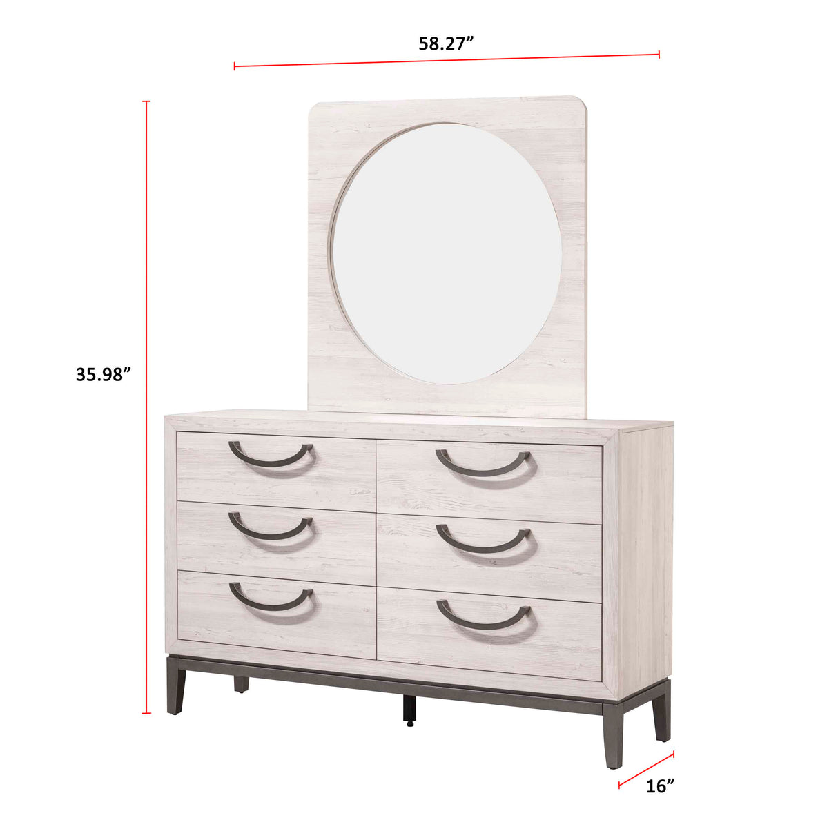 Veda Chalk Mirror -  Crown Mark - Luna Furniture