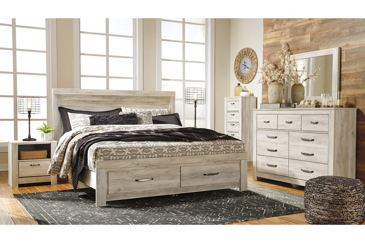 Bellaby Whitewash King Platform Bed with 2 Storage Drawers -  Ashley - Luna Furniture