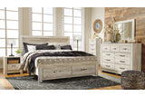 Bellaby Whitewash King Platform Bed with 2 Storage Drawers -  Ashley - Luna Furniture