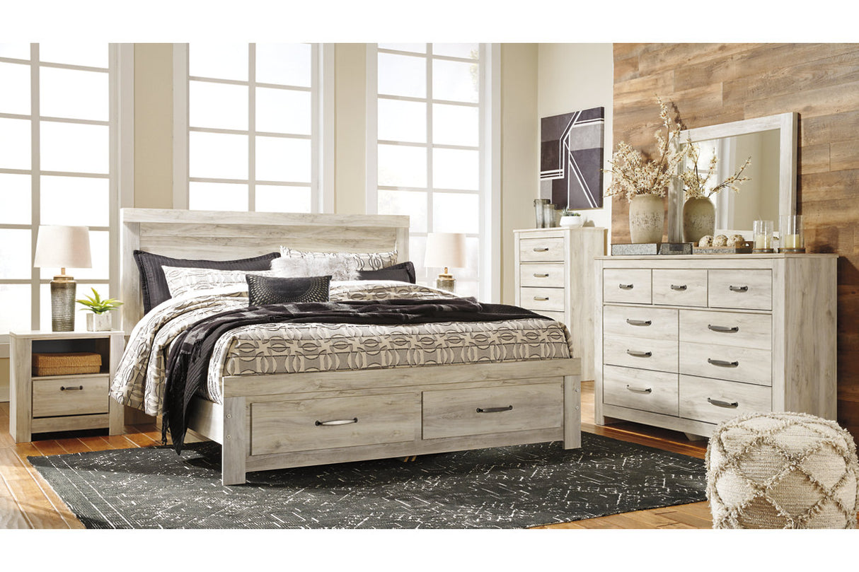 Bellaby Whitewash King Platform Bed with 2 Storage Drawers -  Ashley - Luna Furniture