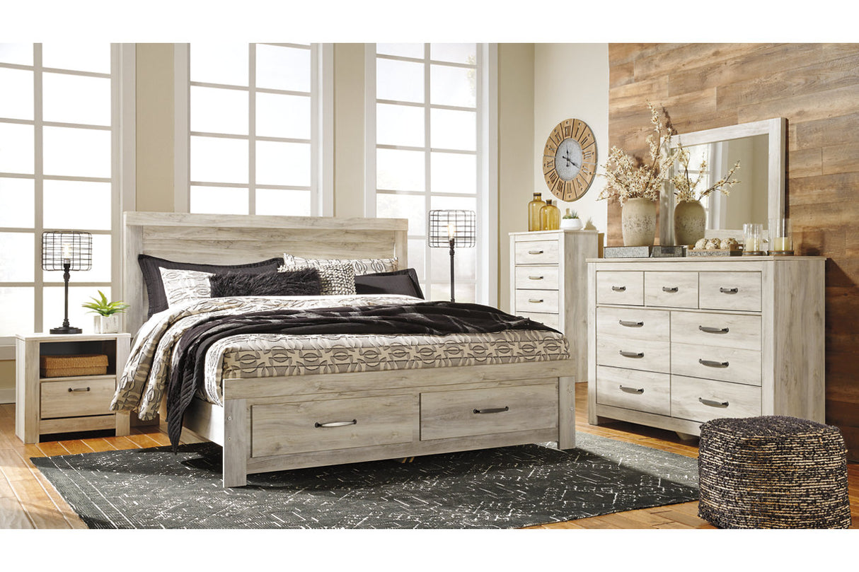 Bellaby Whitewash King Platform Bed with 2 Storage Drawers -  Ashley - Luna Furniture