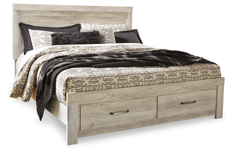 Bellaby Whitewash King Platform Bed with 2 Storage Drawers -  Ashley - Luna Furniture