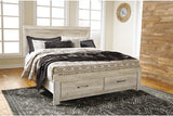 Bellaby Whitewash King Platform Bed with 2 Storage Drawers -  Ashley - Luna Furniture