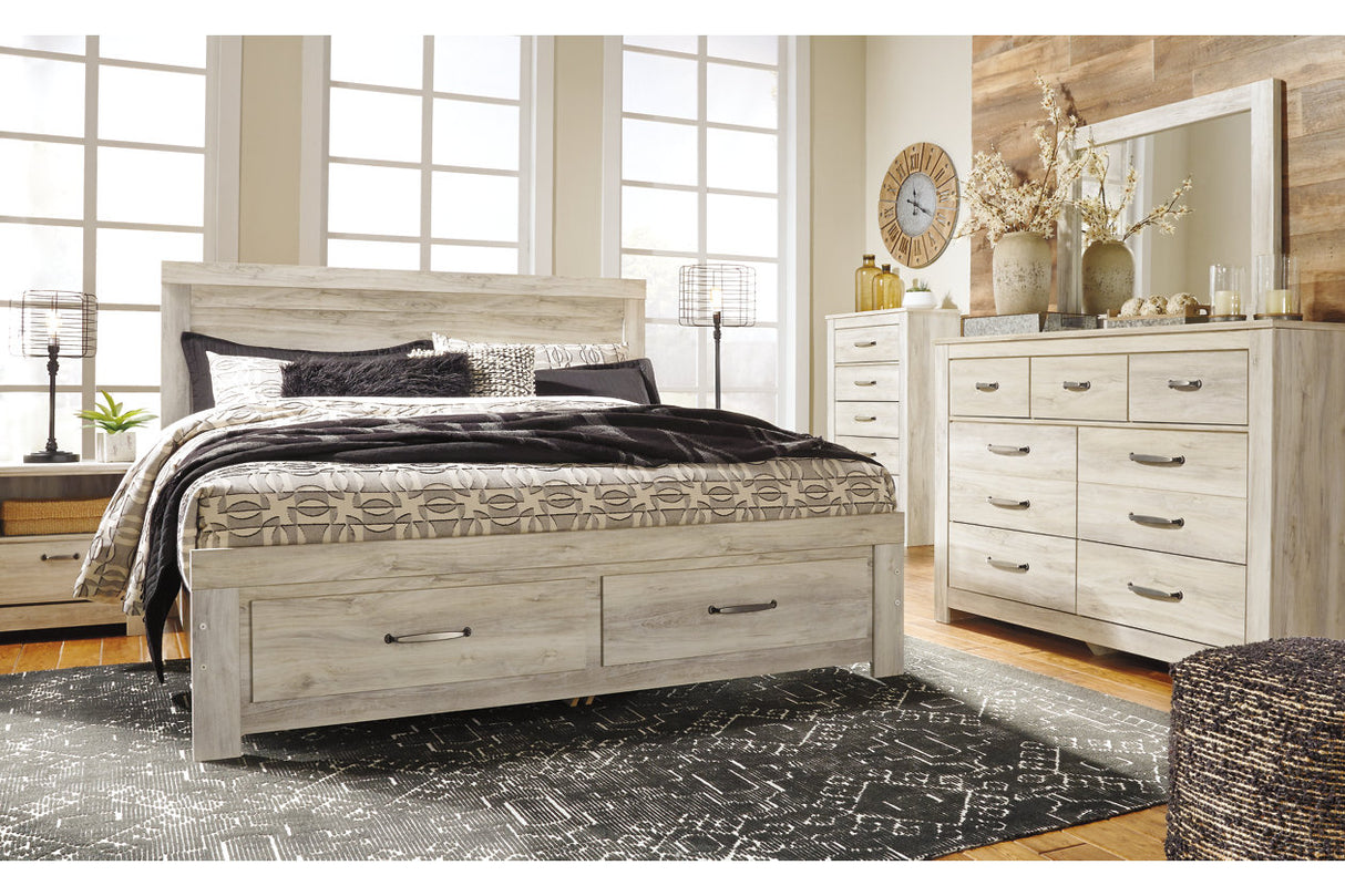 Bellaby Whitewash King Platform Bed with 2 Storage Drawers -  Ashley - Luna Furniture