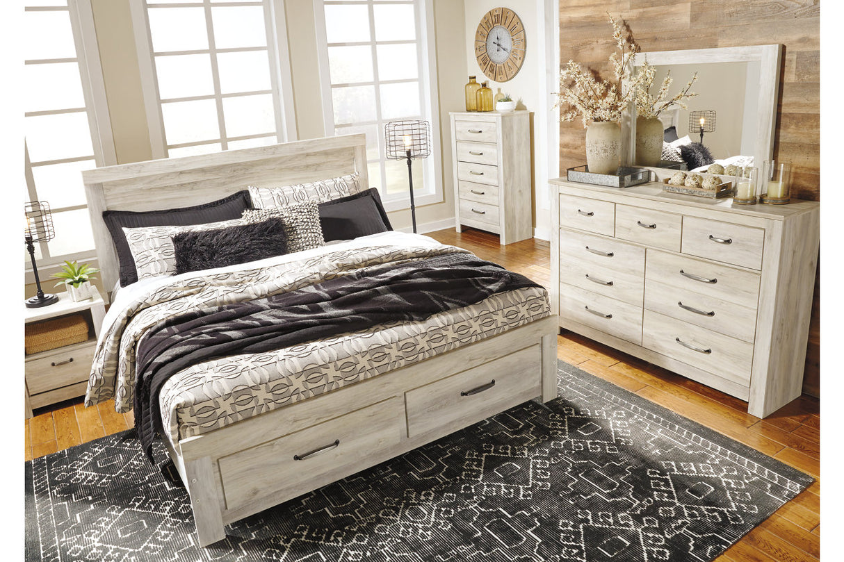 Bellaby Whitewash King Platform Bed with 2 Storage Drawers -  Ashley - Luna Furniture