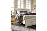 Bellaby Whitewash King Platform Bed with 2 Storage Drawers -  Ashley - Luna Furniture