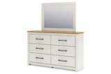 Linnocreek White/Warm Brown Dresser and Mirror from Ashley - Luna Furniture