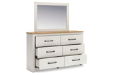 Linnocreek White/Warm Brown Dresser and Mirror from Ashley - Luna Furniture