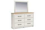 Linnocreek White/Warm Brown Dresser and Mirror from Ashley - Luna Furniture