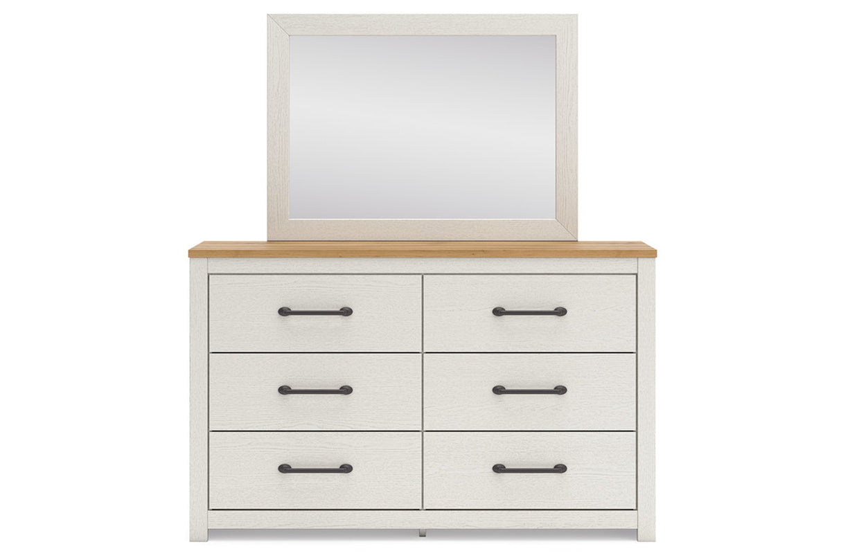 Linnocreek White/Warm Brown Dresser and Mirror from Ashley - Luna Furniture