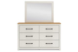 Linnocreek White/Warm Brown Dresser and Mirror from Ashley - Luna Furniture