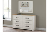 Linnocreek White/Warm Brown Dresser and Mirror from Ashley - Luna Furniture