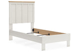 Linnocreek White/Warm Brown Twin Panel Bed from Ashley - Luna Furniture