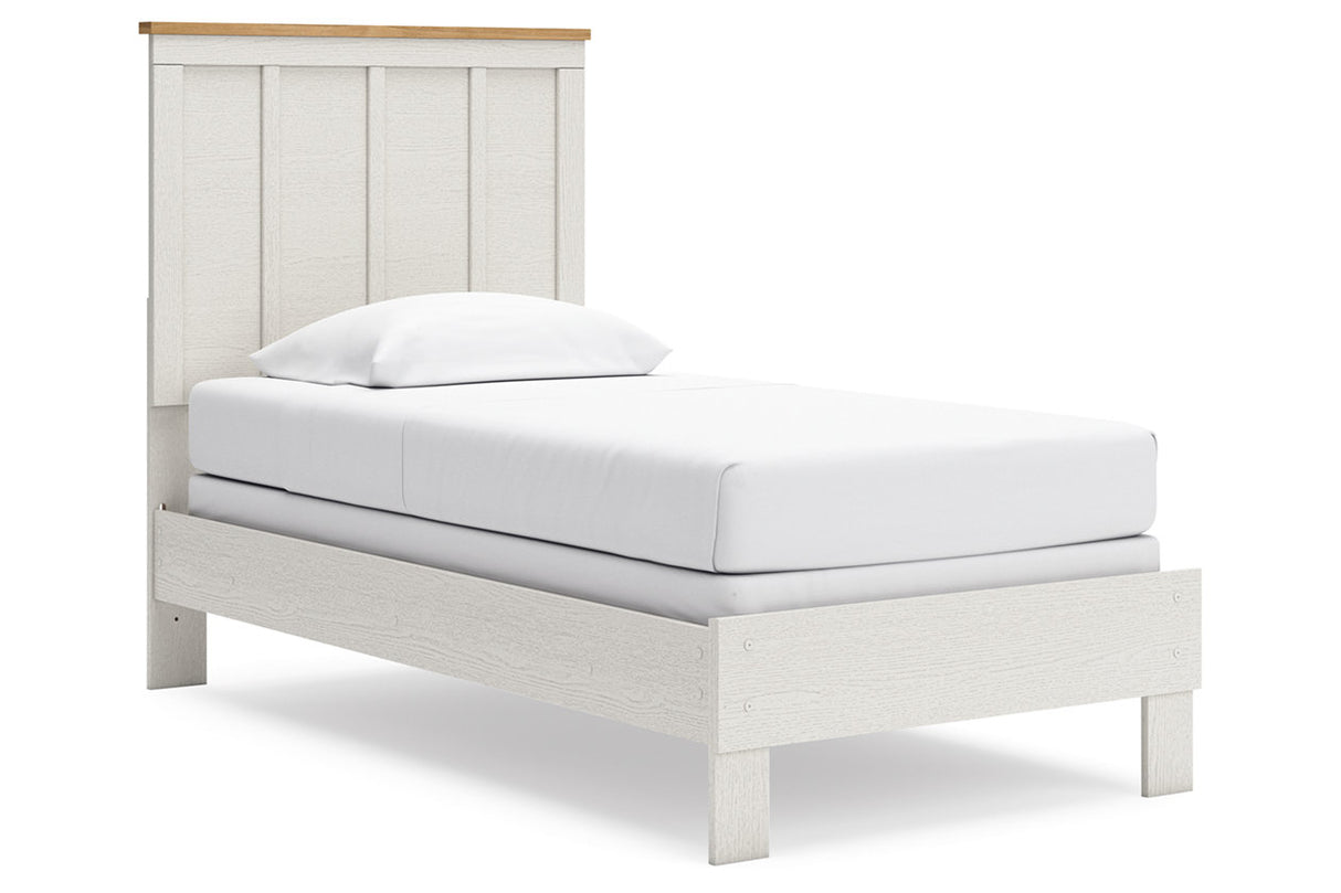 Linnocreek White/Warm Brown Twin Panel Bed from Ashley - Luna Furniture