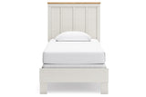 Linnocreek White/Warm Brown Twin Panel Bed from Ashley - Luna Furniture