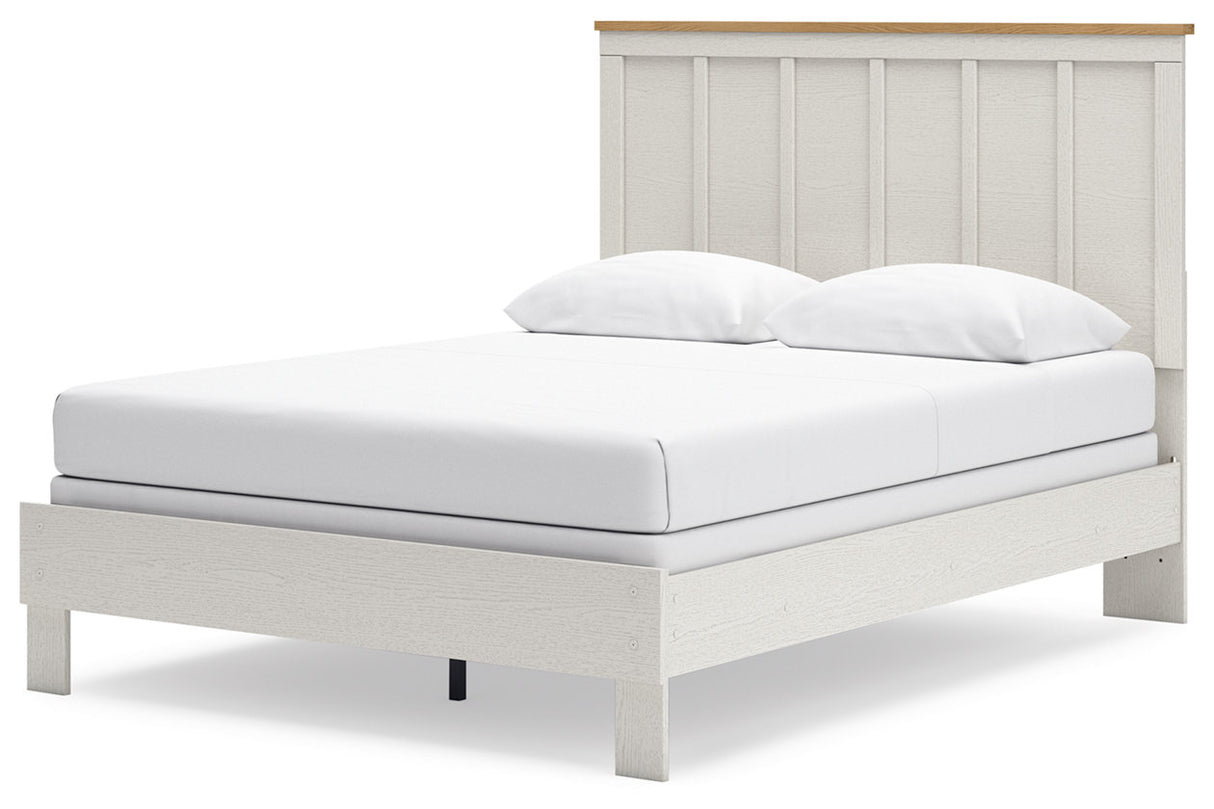 Linnocreek White/Warm Brown Queen Panel Bed from Ashley - Luna Furniture