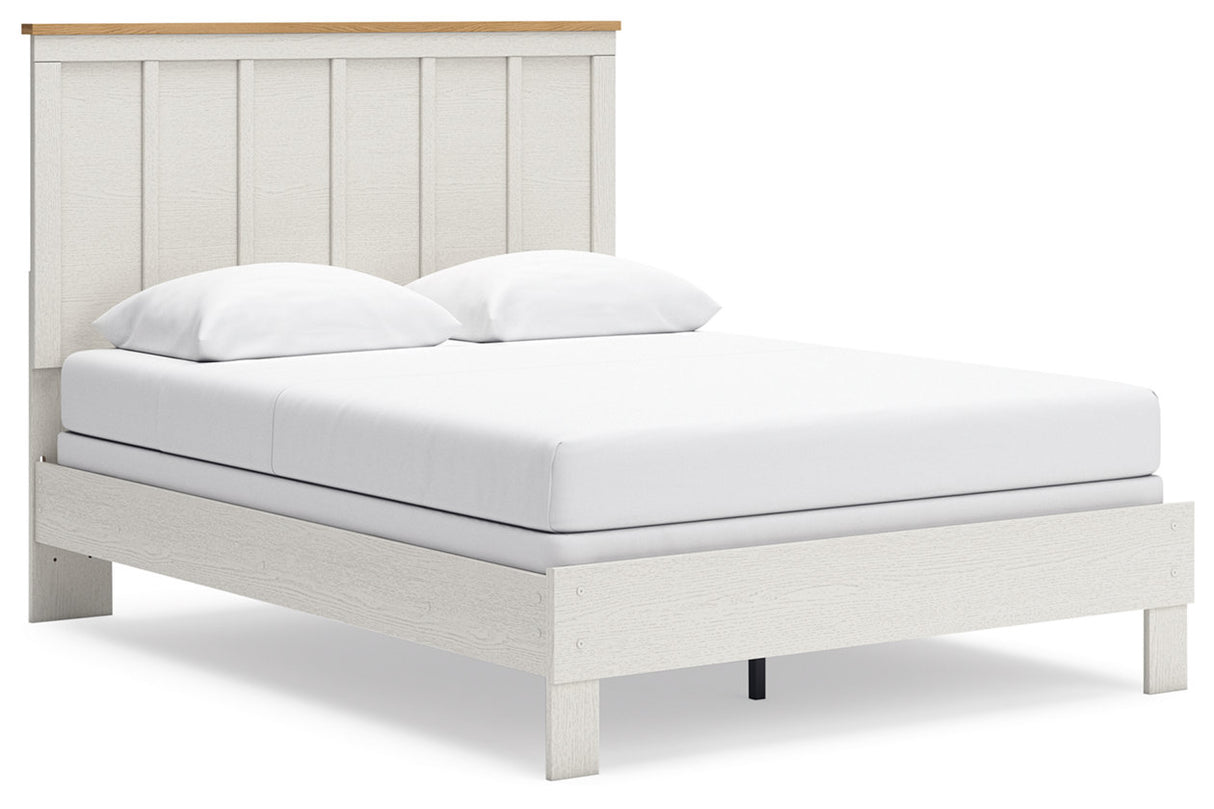 Linnocreek White/Warm Brown Queen Panel Bed from Ashley - Luna Furniture