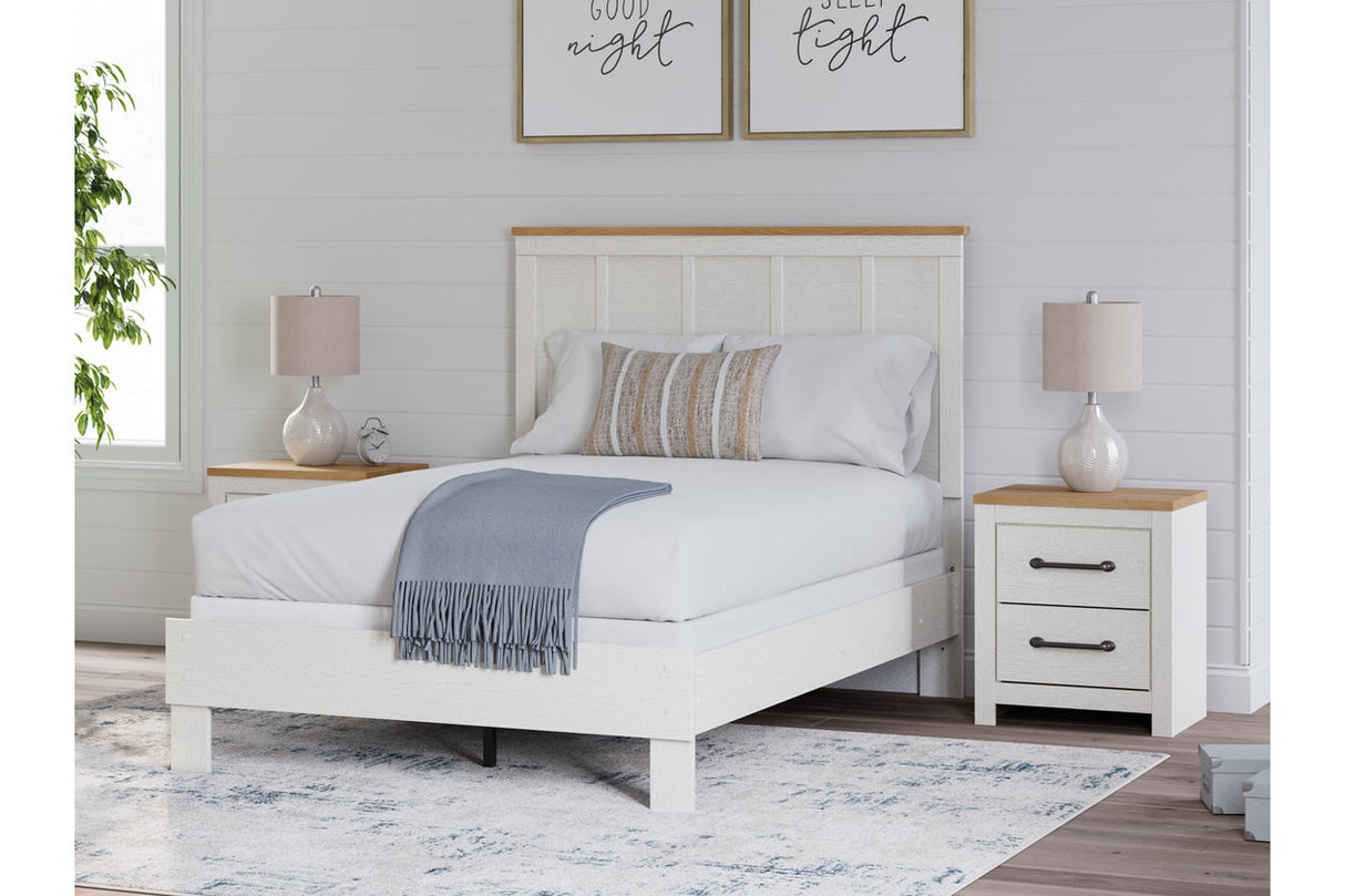 Linnocreek White/Warm Brown Full Panel Bed from Ashley - Luna Furniture