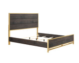 Trevor Brown/Gold Queen Panel Bed -  Crown Mark - Luna Furniture