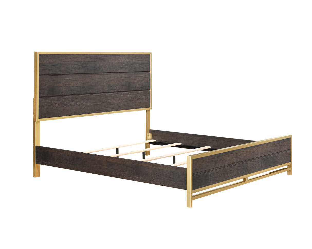 Trevor Brown/Gold Panel Bedroom Set -  Crown Mark - Luna Furniture