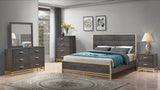 Trevor Brown/Gold Queen Panel Bed -  Crown Mark - Luna Furniture