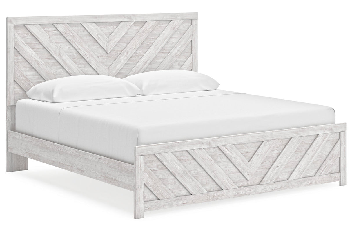 Cayboni Whitewash King Panel Bed from Ashley - Luna Furniture