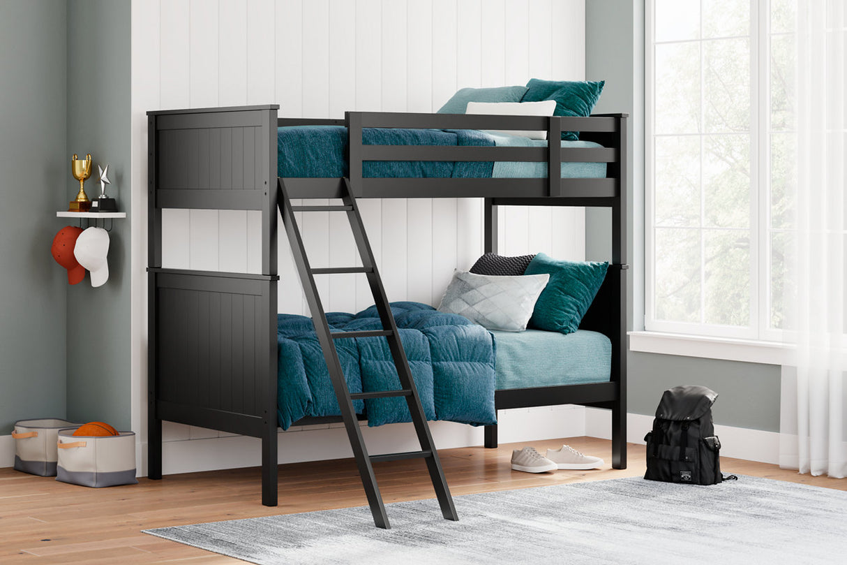 Nextonfort Black Twin over Twin Bunk Bed from Ashley - Luna Furniture