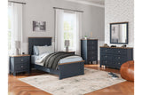 Landocken Brown/Blue Twin Panel Bed -  Ashley - Luna Furniture