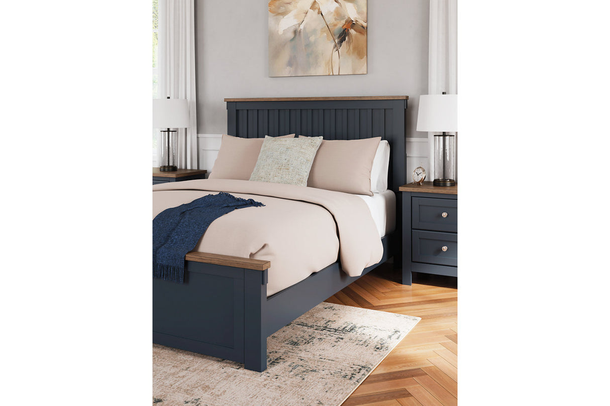 Landocken Brown/Blue Queen Panel Bed -  Ashley - Luna Furniture