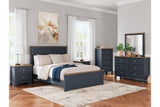 Landocken Brown/Blue Queen Panel Bed