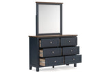 Landocken Brown/Blue Dresser and Mirror -  Ashley - Luna Furniture