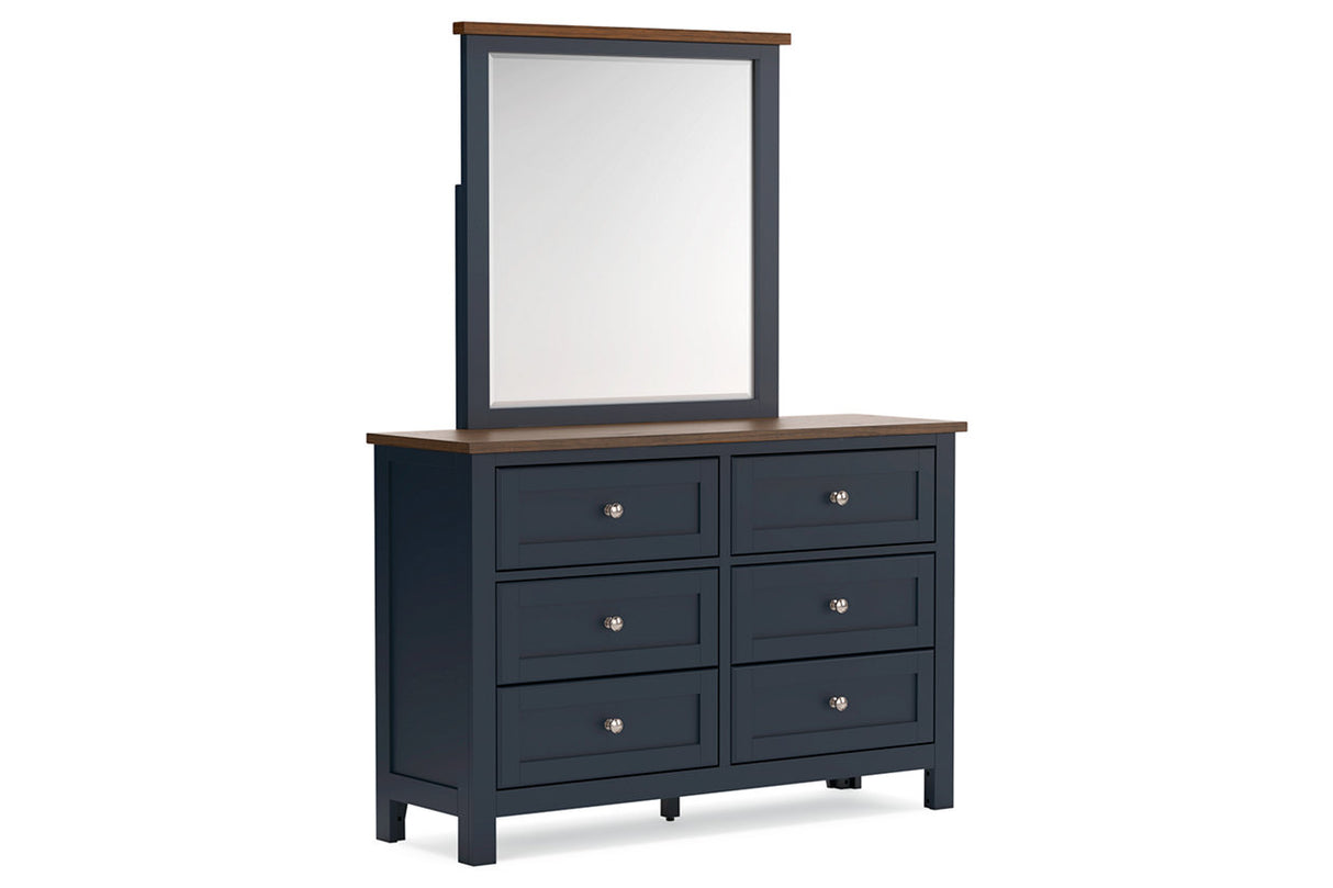 Landocken Brown/Blue Dresser and Mirror -  Ashley - Luna Furniture